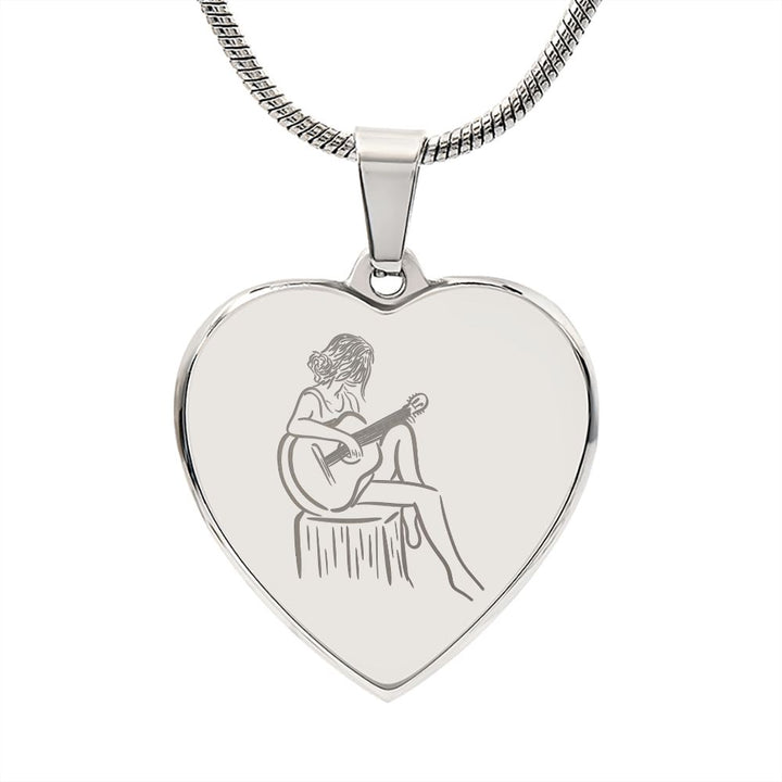 Collier Coeur de Guitariste Cadeau pour femme jouant de la Guitare - Bijouterie