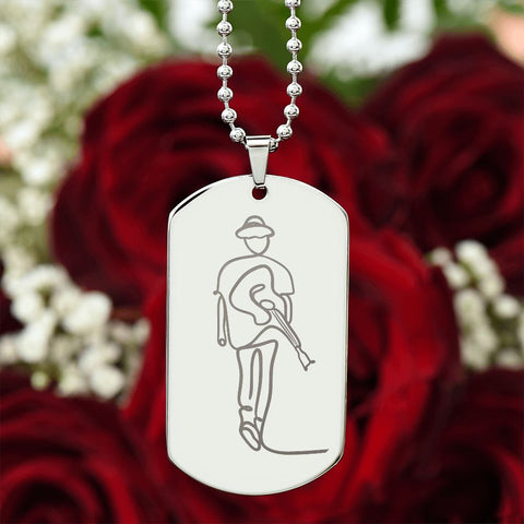 Guitariste (lonesome) Médaille militaire collier cadeau pour homme - Bijouterie