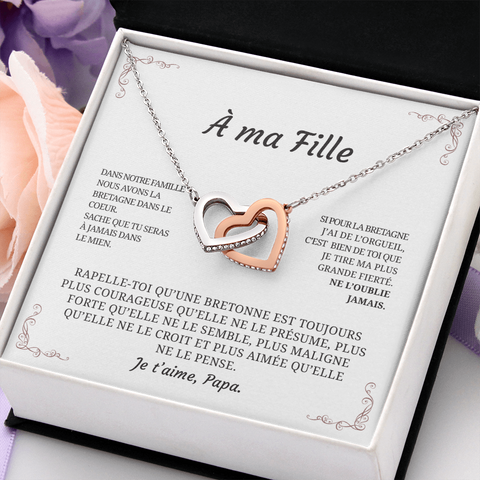 Collier et carte DEUX-CŒURS® pour une Bretonne - Cadeau Papa Breton à sa fille - Bijouterie