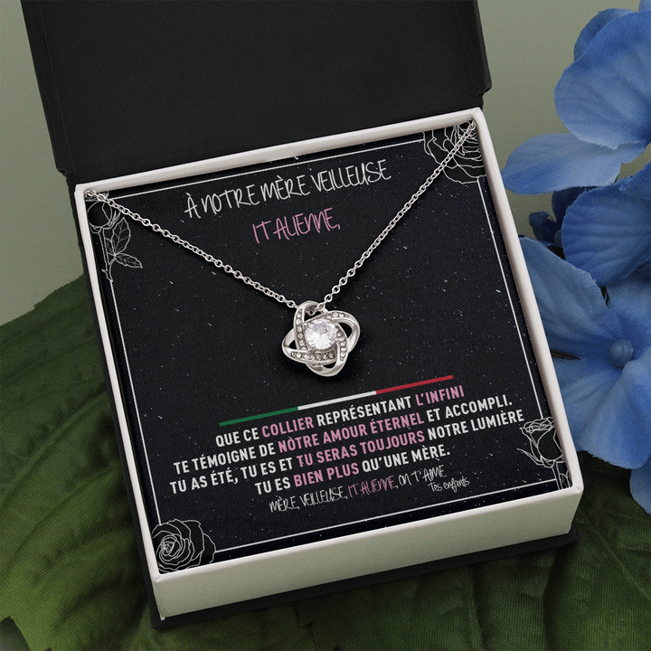 Collier pendentif pierre de l'infini - Cadeau pour mère italienne - Bijouterie