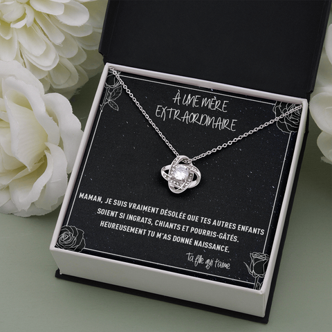 Collier pendentif PIERRE DE L'INFINI® - Cadeau humour de fille à mère - Bijouterie famille