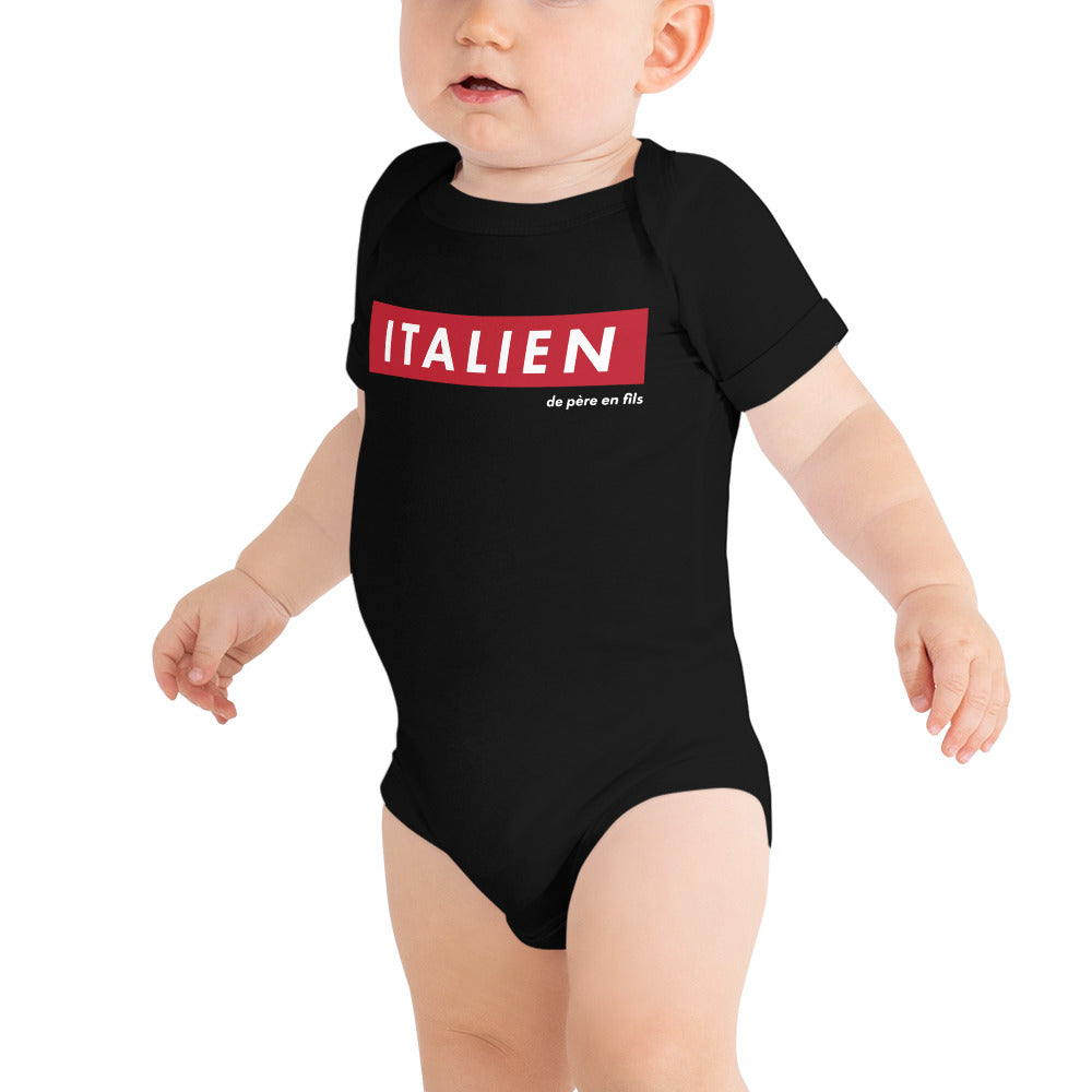 Body bébé Italie gris foncé chiné - Italien de père en fils