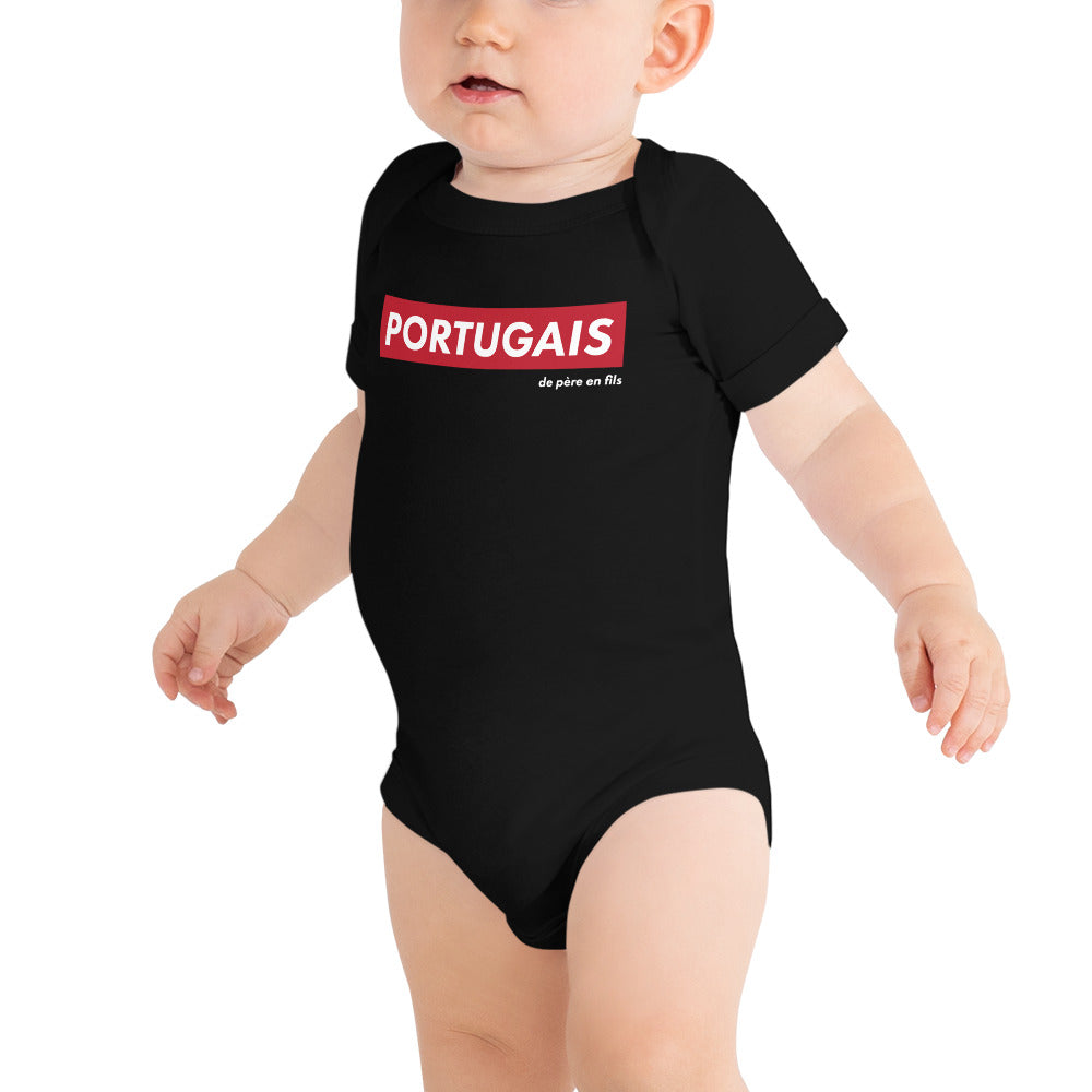 Body bébé Portugal gris foncé chiné - Portugais de père en fils