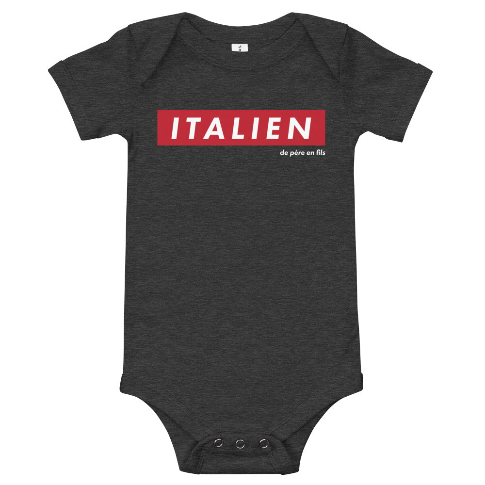 Body bébé Italie gris foncé chiné - Italien de père en fils