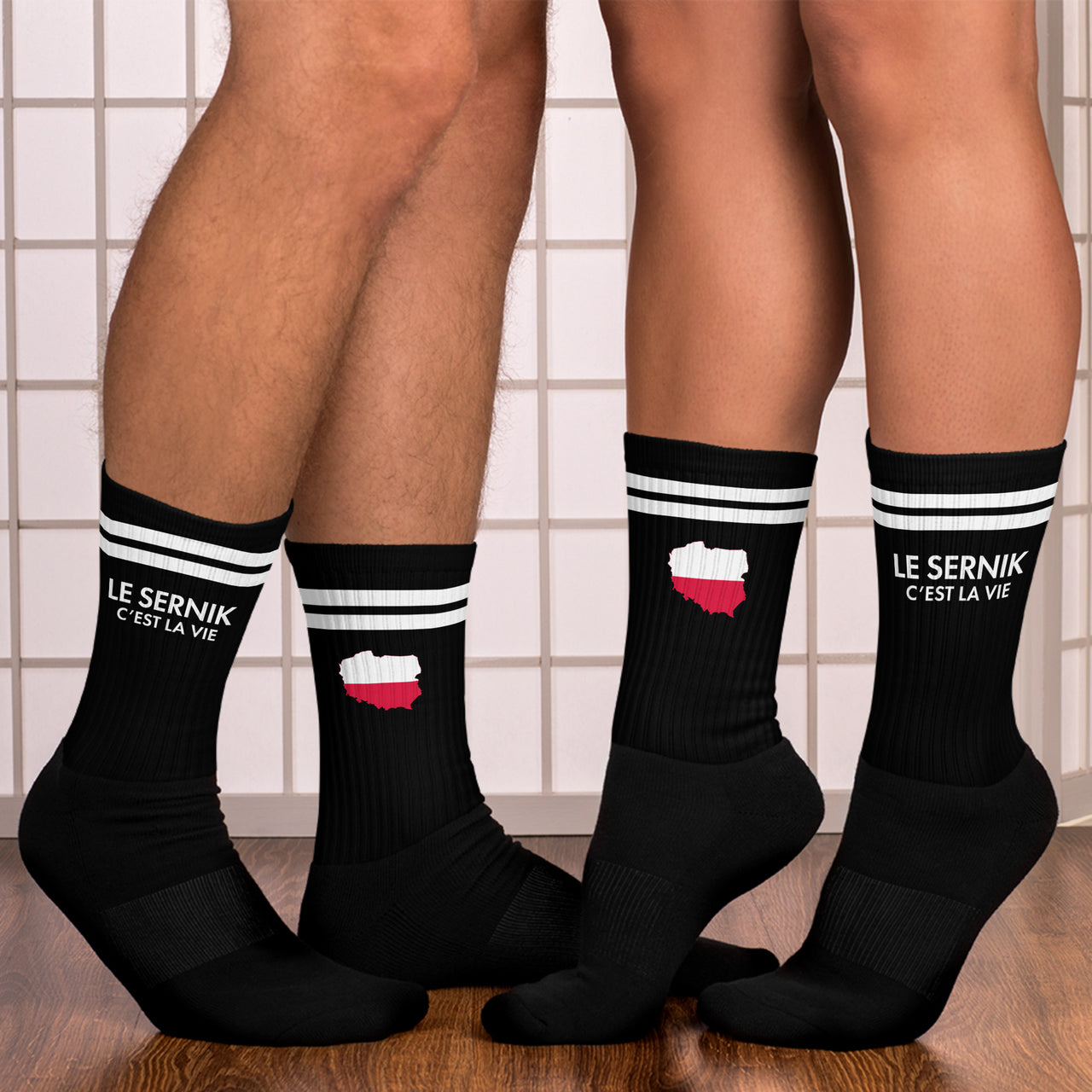 Chaussettes Pologne noires - Sernik c'est la vie motif