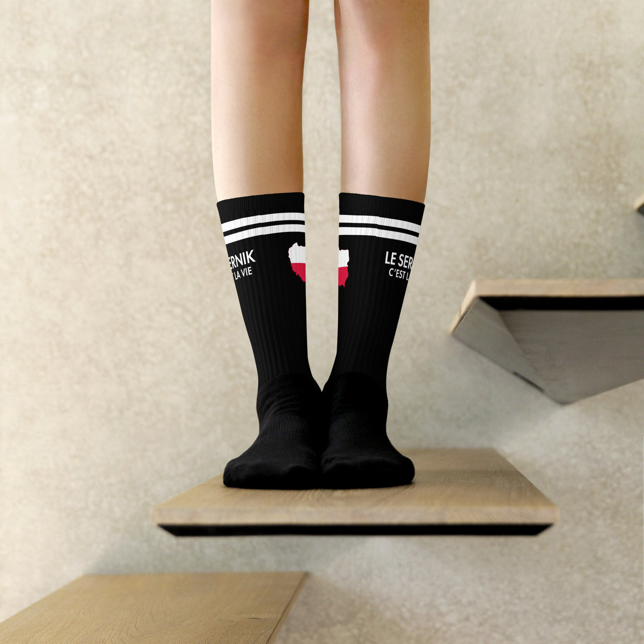 Chaussettes Pologne noires - Sernik c'est la vie motif