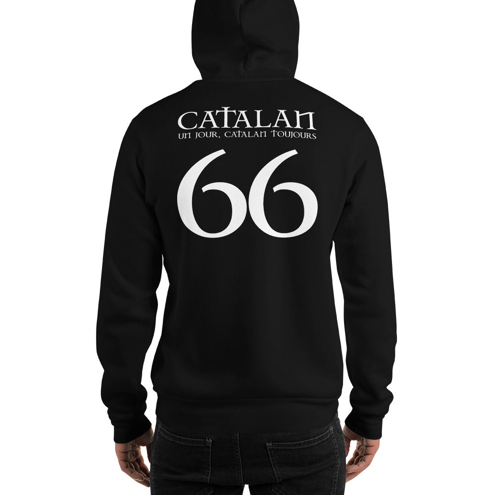 Sweatshirt Catalan bleu marine dos - Fierté et humour du pays