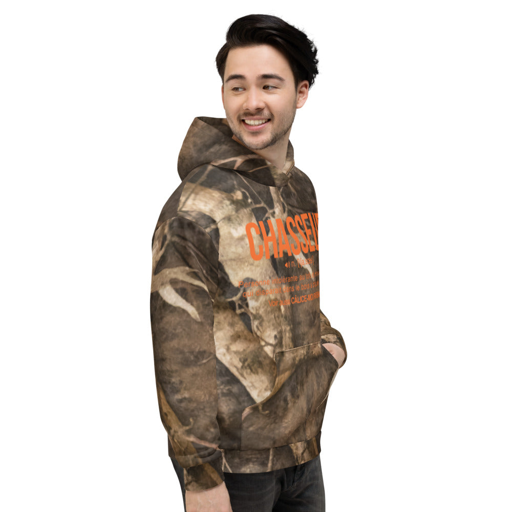 Sweatshirt camo bois d'Automne chasseur - définition humoristique face