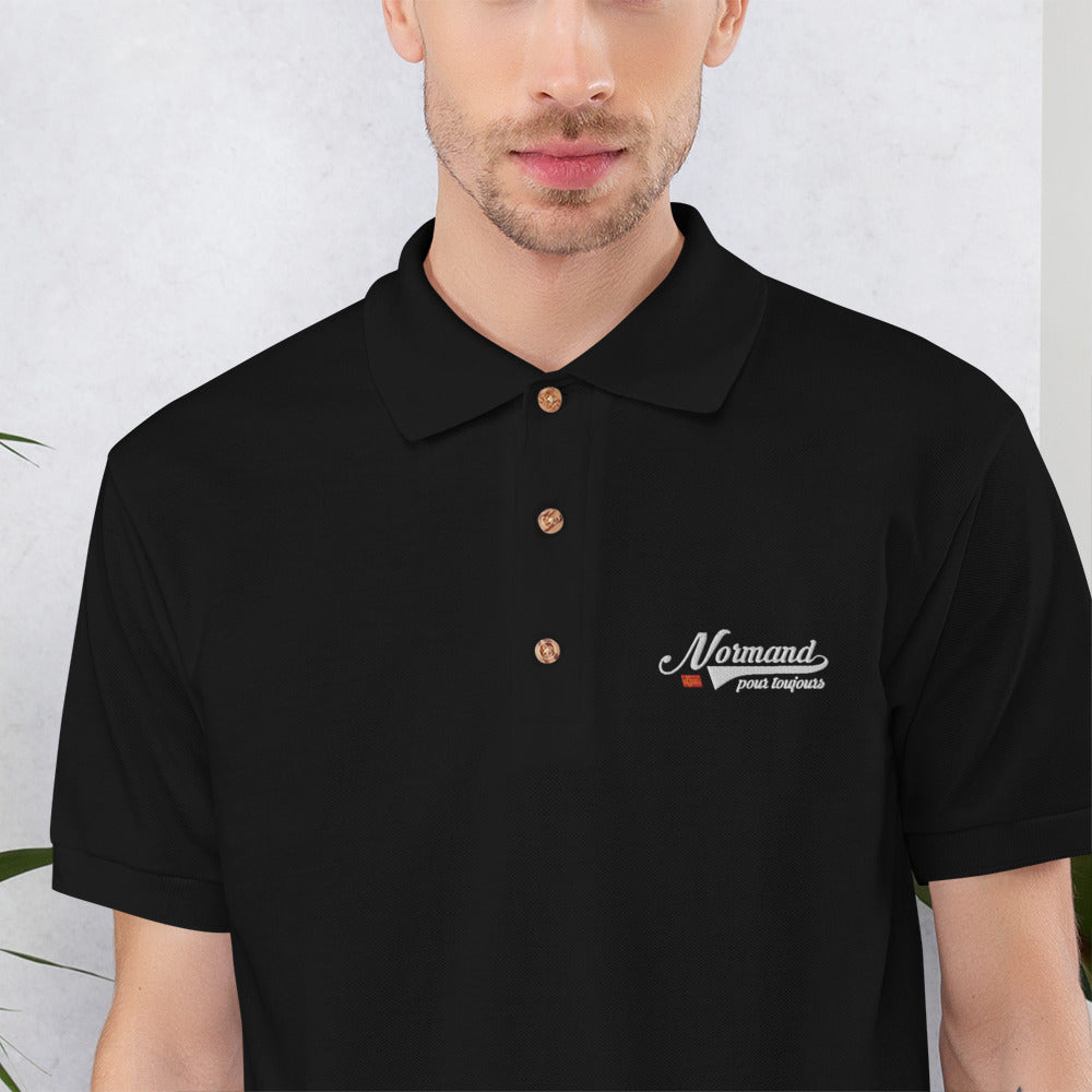 Polo Normand bleu - Broderie élégante sur la poitrine