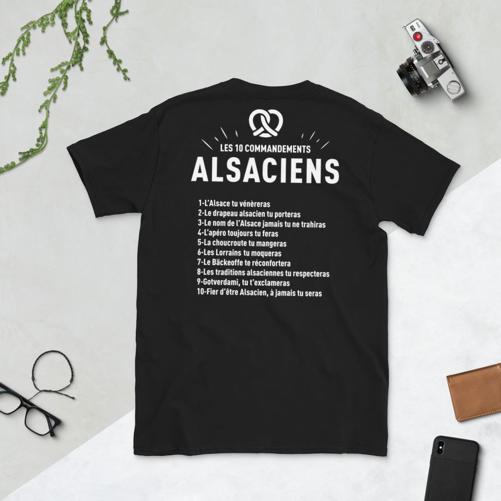 T-shirt Alsaciens bleu marine dos - Les 10 commandements humoristiques