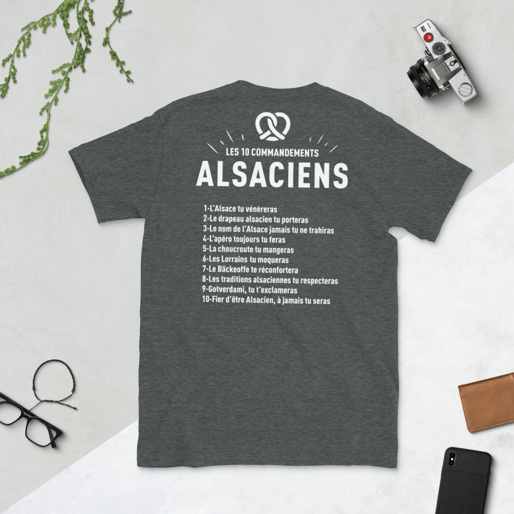 T-shirt Alsaciens gris foncé - Les 10 commandements humoristiques
