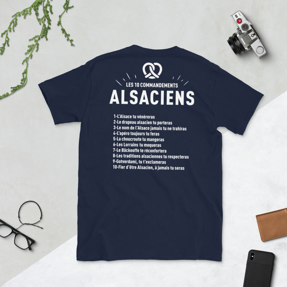 T-shirt Alsaciens gris foncé dos - Les 10 commandements humoristiques