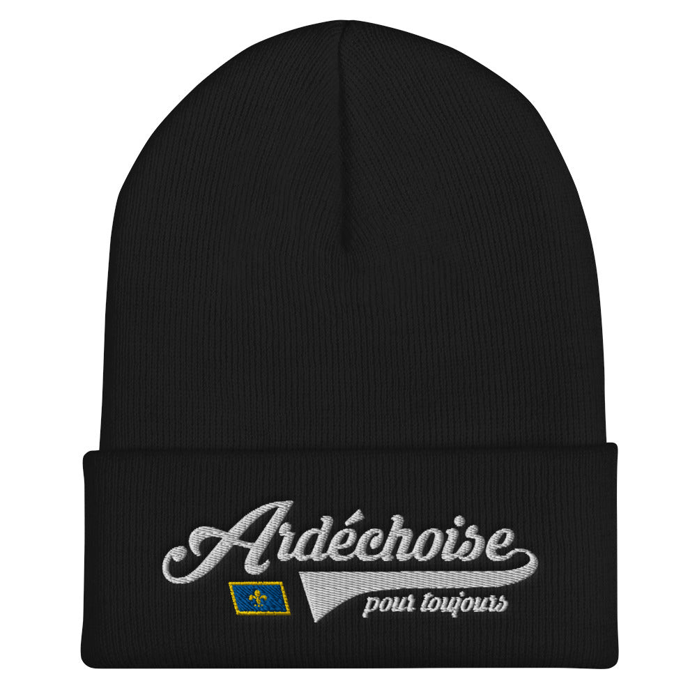 Ardéchoise pour toujours - Bonnet brodé femme noir ou rouge - Ici & Là - T-shirts & Souvenirs de chez toi