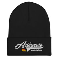 Thumbnail for Ariégeois pour toujours - Bonnet homme brodé noir ou rouge avec drapeau du comté de Foix - Ici & Là - T-shirts & Souvenirs de chez toi