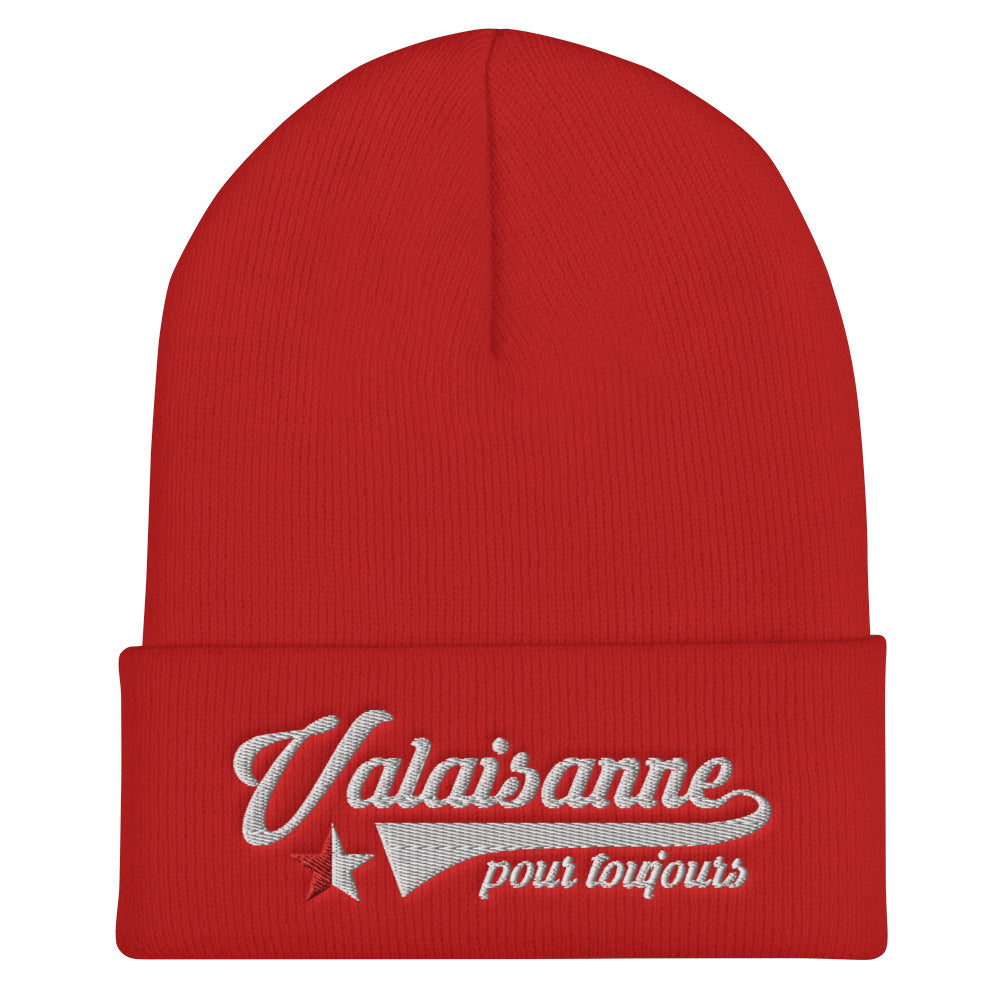 Valaisanne pour Toujours - Bonnet femme brodé noir ou rouge - Ici & Là - T-shirts & Souvenirs de chez toi