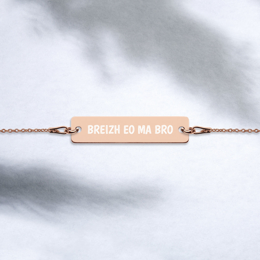 Bracelet Gourmette Gravé, en Argent : Breizh eo ma bro - Bretagne