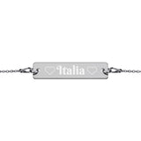 Gourmette / Bracelet Italia en Argent avec coeur gravé pour les Italiennes - Ici & Là - T-shirts & Souvenirs de chez toi