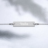 Gourmette / Bracelet Italia en Argent avec coeur gravé pour les Italiennes - Ici & Là - T-shirts & Souvenirs de chez toi