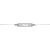 Gourmette / Bracelet Italia en Argent avec coeur gravé pour les Italiennes - Ici & Là - T-shirts & Souvenirs de chez toi