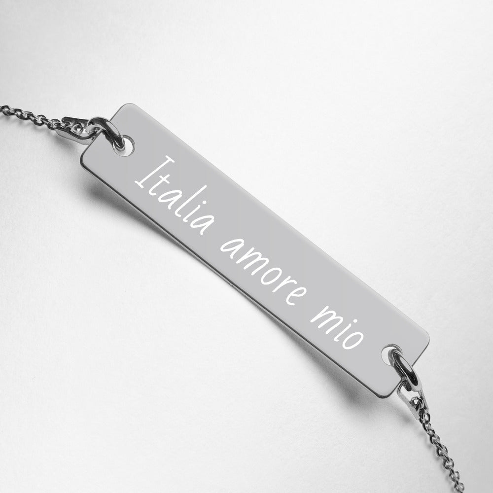 Collier en argent avec pendentif gravé : Italia amore mio