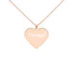Portugal Collier cœur en argent gravé pour les Portugaises - Ici & Là - T-shirts & Souvenirs de chez toi