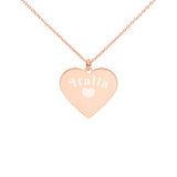 Collier Coeur - Italia en argent sterling gravé avec coeur gravé - Italie - Ici & Là - T-shirts & Souvenirs de chez toi