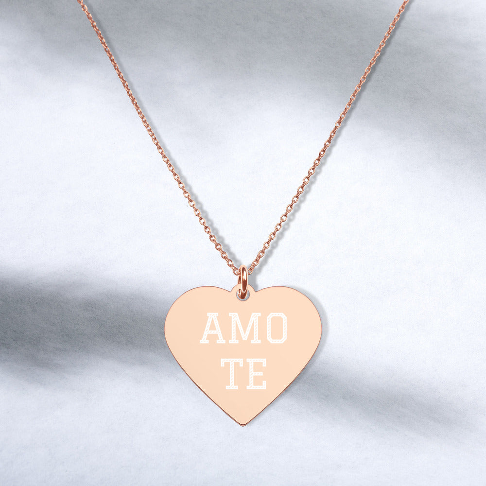 Collier Coeur - Amo-Te "je t'aime en portugais" en argent sterling - Ici & Là - T-shirts & Souvenirs de chez toi