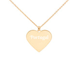 Portugal Collier cœur en argent gravé pour les Portugaises - Ici & Là - T-shirts & Souvenirs de chez toi