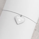 Collier Coeur - Italia en argent sterling gravé avec coeur gravé - Italie - Ici & Là - T-shirts & Souvenirs de chez toi