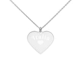 Collier Coeur - Italia en argent sterling gravé avec coeur gravé - Italie - Ici & Là - T-shirts & Souvenirs de chez toi