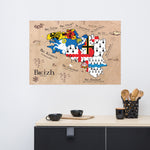 Poster mat des neufs pays de Bretagne avec leur drapeau - Affiche bretonne - Ici & Là - T-shirts & Souvenirs de chez toi