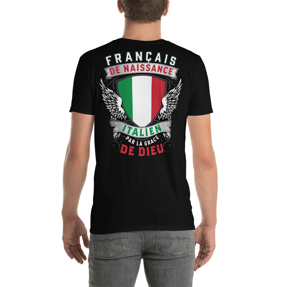 T-shirt Italie noir dos - Français de naissance, italien par grâce