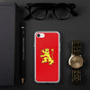 Coque iPhone Aveyron rouge - Drapeau et blason au lion léopardé