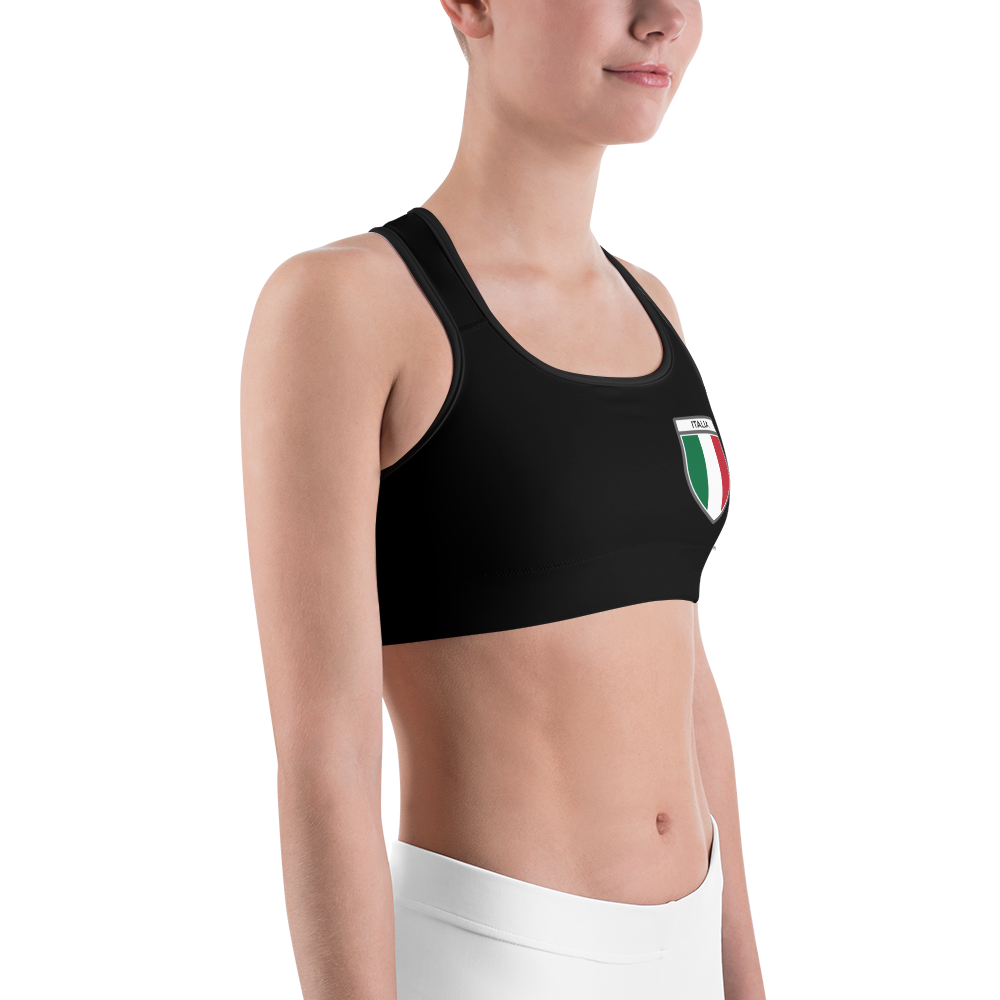 Italia - Italienne - Soutien gorge de Sport noir au blason italien - Ici & Là - T-shirts & Souvenirs de chez toi