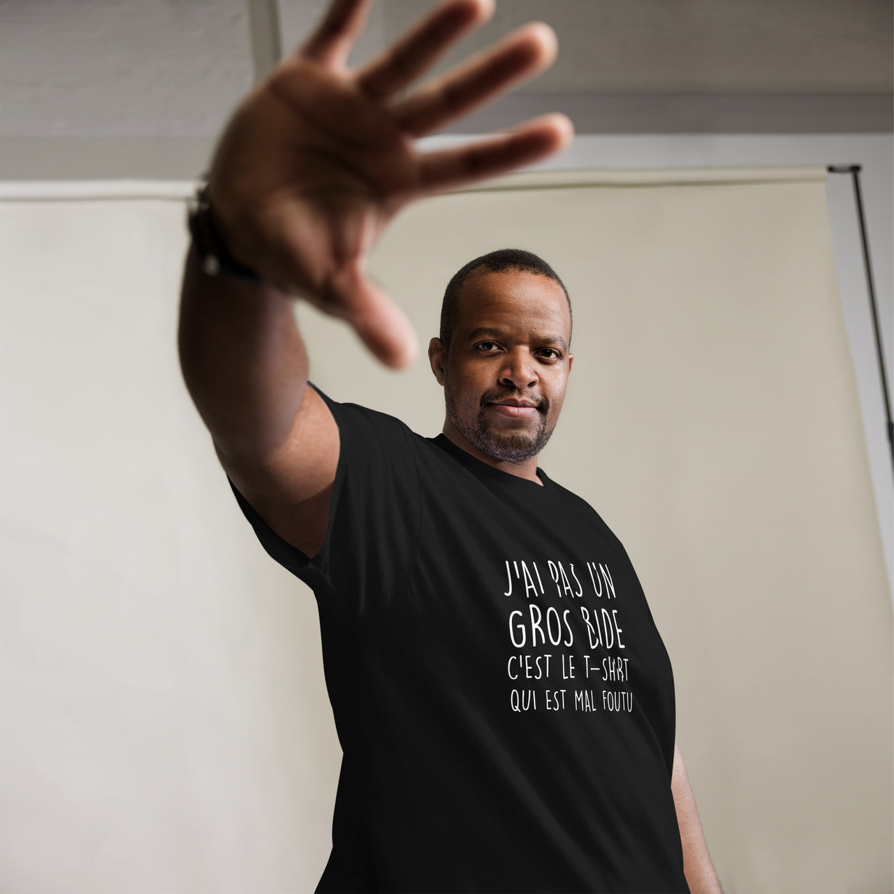 T-shirt humour homme gris clair - J'ai pas un gros bide