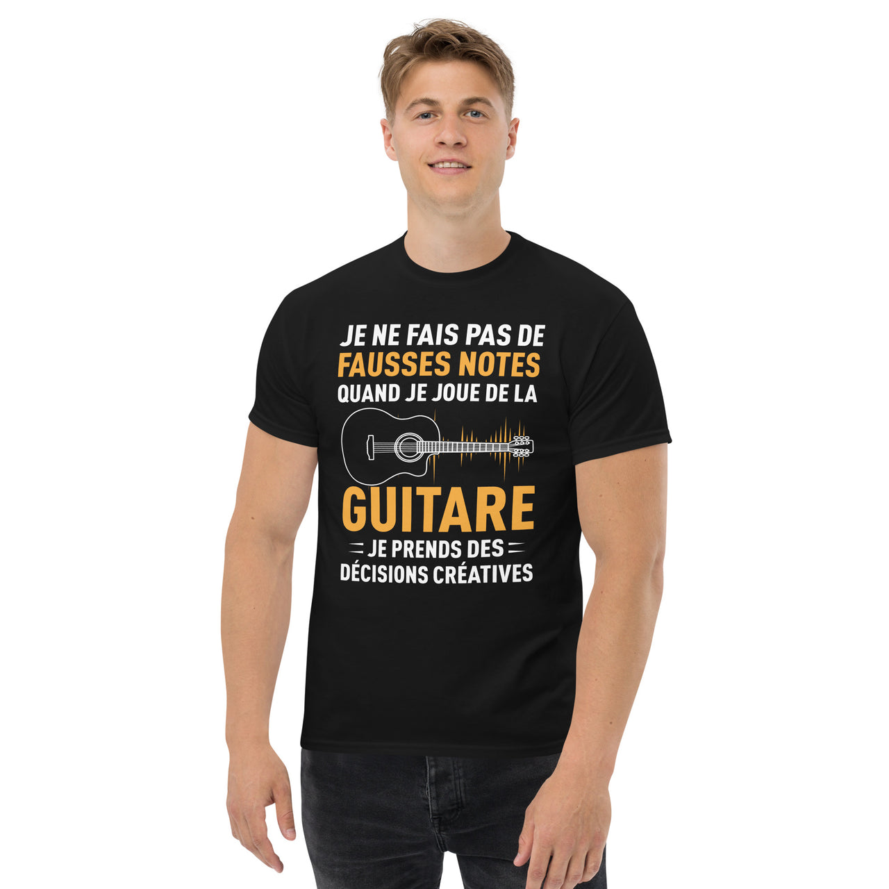 T-shirt Guitare coloris Heather - Je ne fais pas de fausses notes