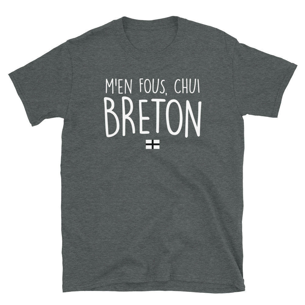 T-shirt Bretagne gris foncé chiné - M'en fous chui Breton dos