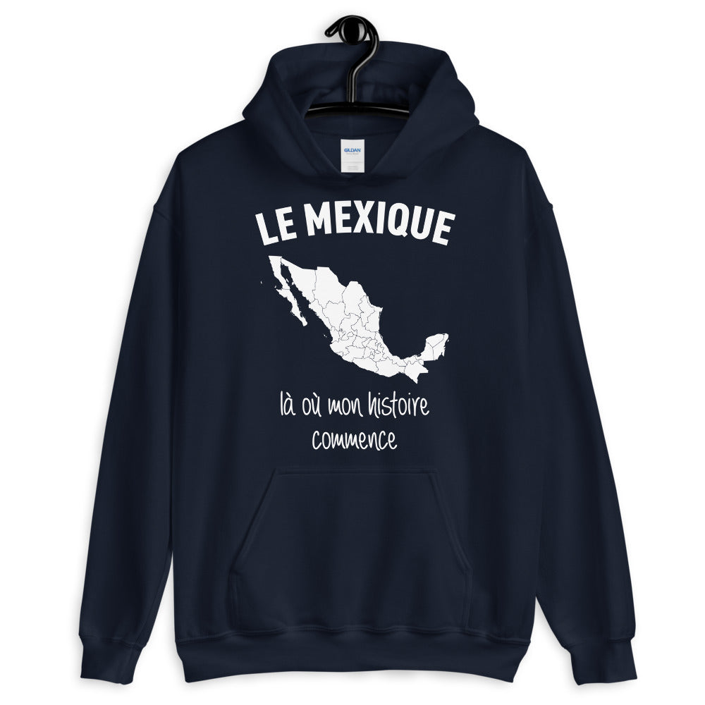 Sweatshirt Mexique bleu marine - Mon histoire commence avec humour