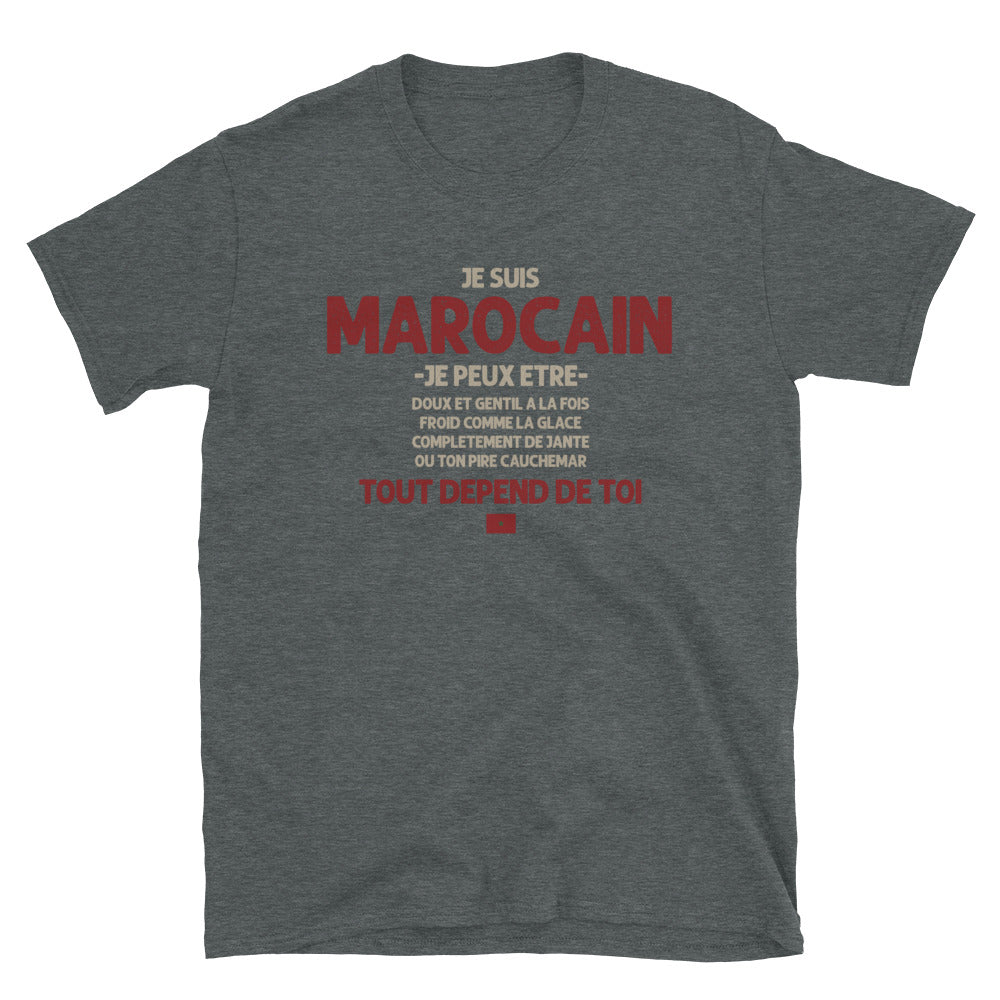 T-shirt Marocain gris foncé - Confiance et humour au quotidien