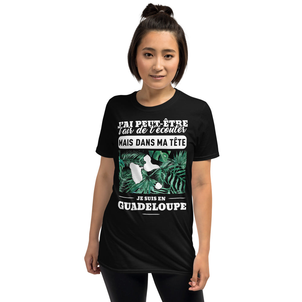 T-shirt Guadeloupe gris foncé chiné - En tête sous le soleil des Antilles