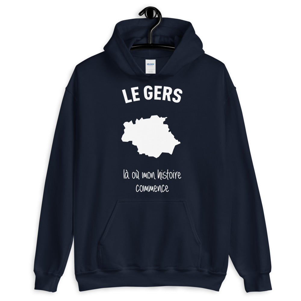 Sweatshirt Gers bleu marine - Mon histoire commence avec humour