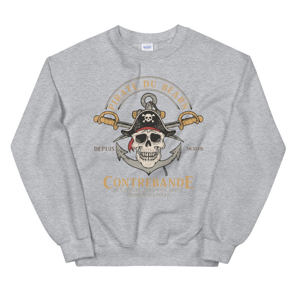 Sweatshirt Béarn bleu marine dos - Design pirate audacieux