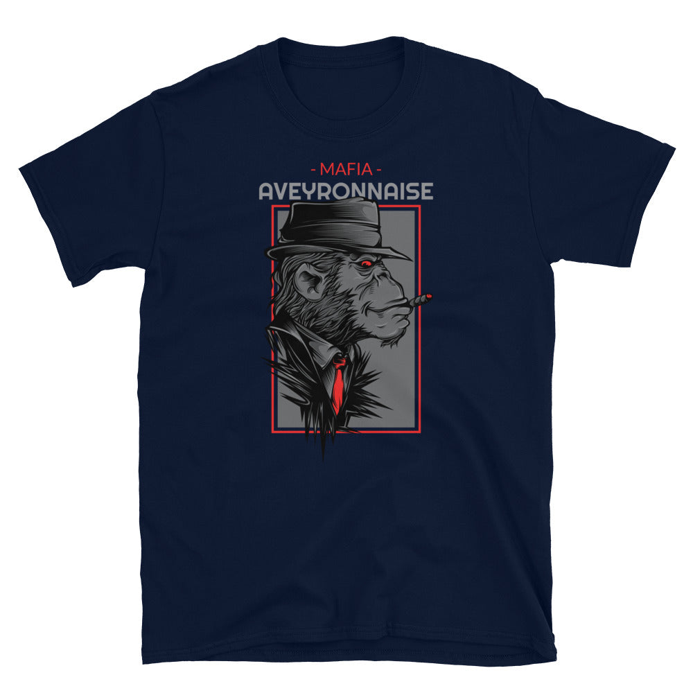 T-shirt Aveyron gris foncé chiné dos - Mafia avec humour