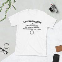 Thumbnail for T-shirt Normands descente blanc dos - texte humoristique sur les Normands