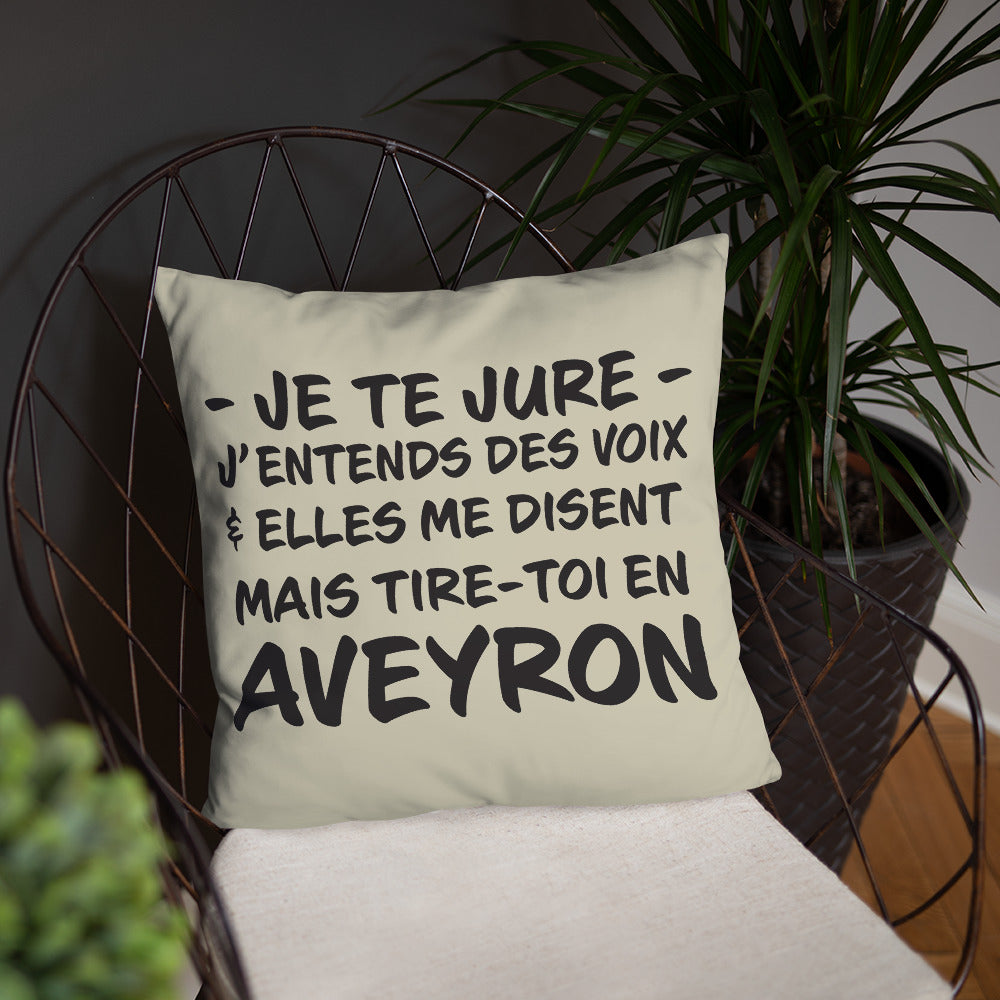 Aveyron - j'entends des voix - Coussin décoratif 55 cm x 55cm - Ici & Là - T-shirts & Souvenirs de chez toi