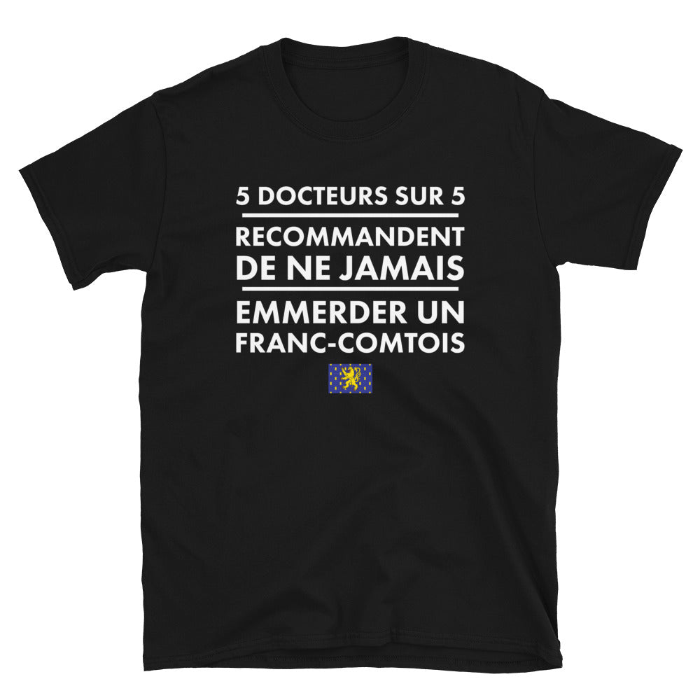 T-shirt Franche-Comté noir - Ne jamais emmerder un Franc-comtois