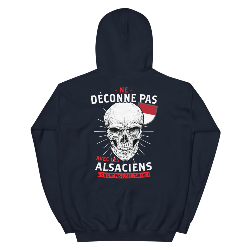 Sweatshirt Alsace bleu marine dos - Ne déconne pas avec les Alsaciens