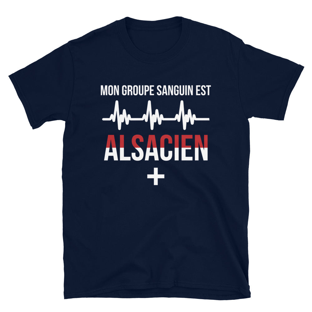 T-shirt Alsacien marine dos - Groupe sanguin humoristique