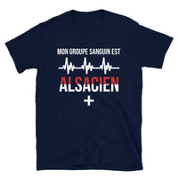 Thumbnail for T-shirt Alsacien marine dos - Groupe sanguin humoristique