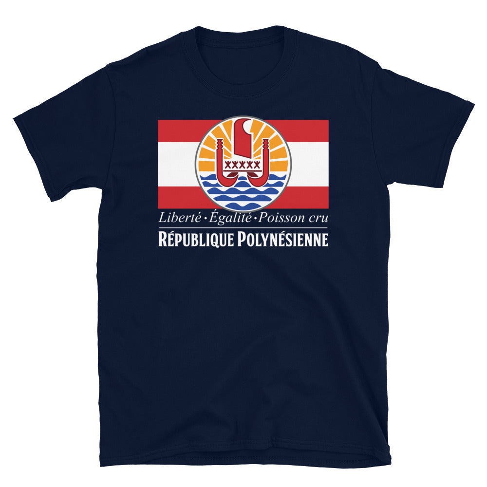 T-shirt République Polynésienne gris chiné dos - Liberté Égalité Poisson cru